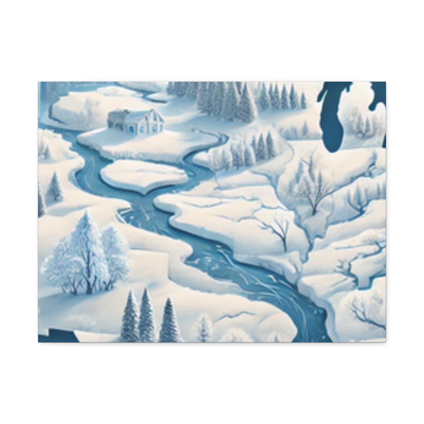 Winter USA Dreamscape Snowy Map Canvas Wall Art Travel Gift