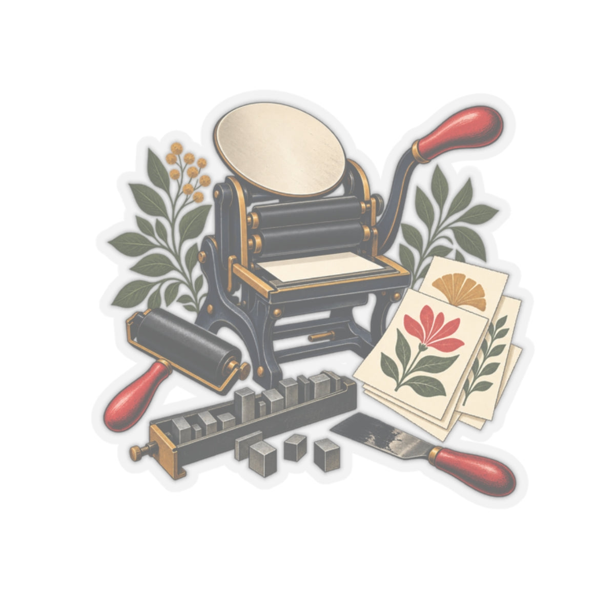 Botanical Letterpress Printshop Sticker