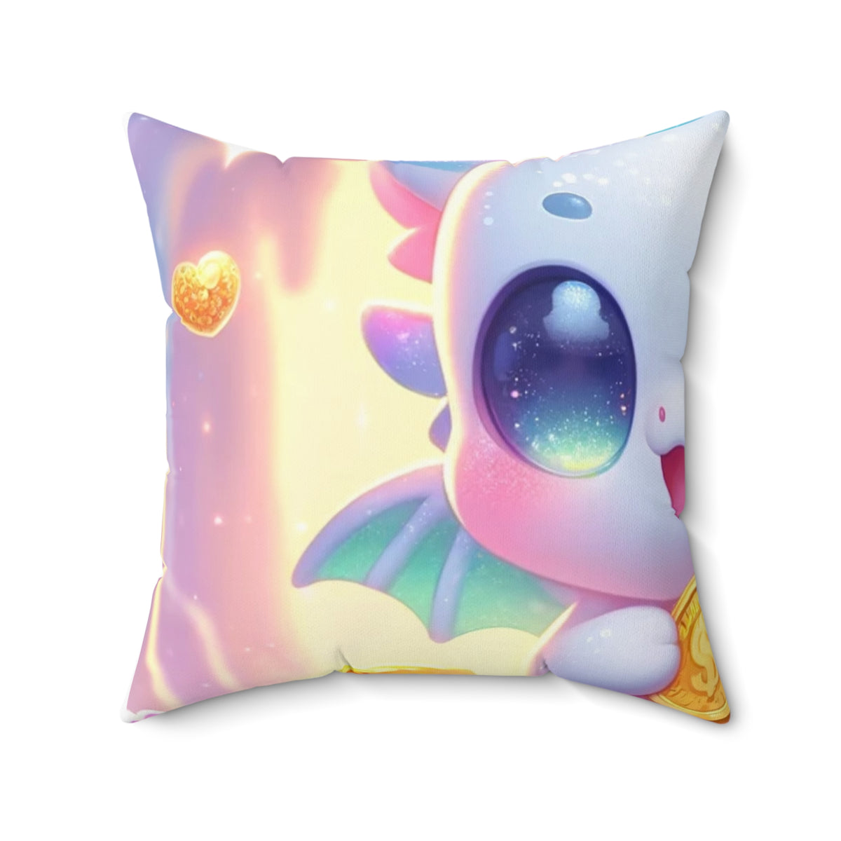 Pastel Treasure Dragon Kawaii Fantasy Decorative Pillow