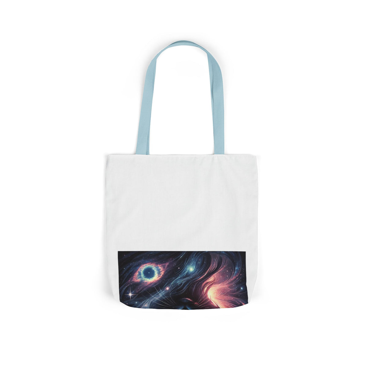Cosmic Black Cat Galaxy Celestial Canvas Tote Bag