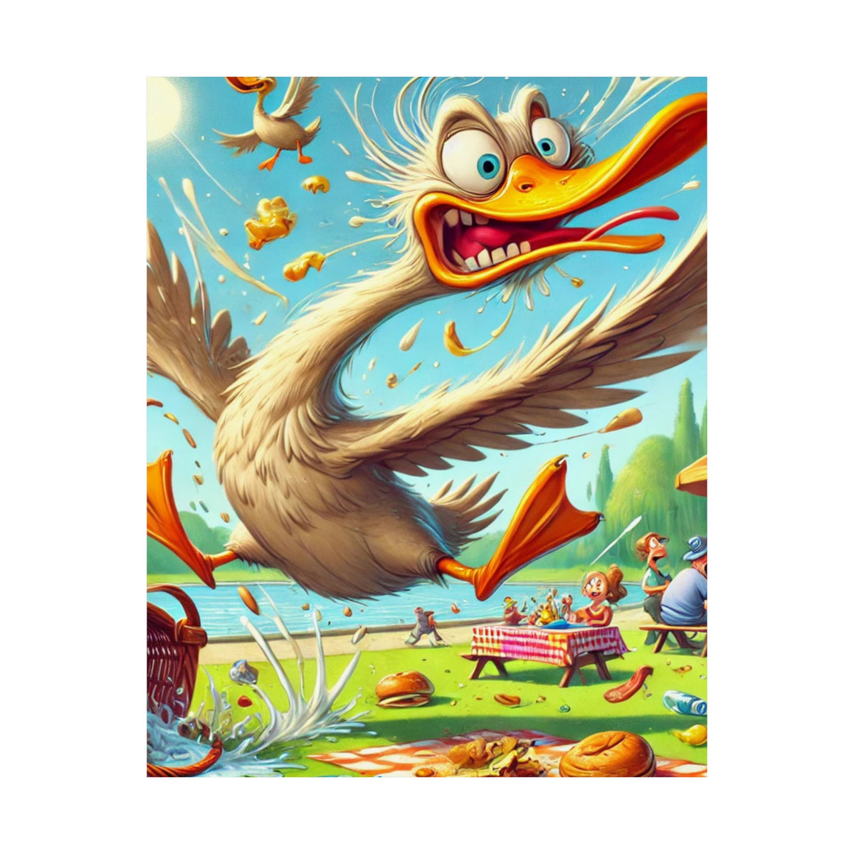 Chaotic Picnic Duck Funny Summer Wall Art Poster