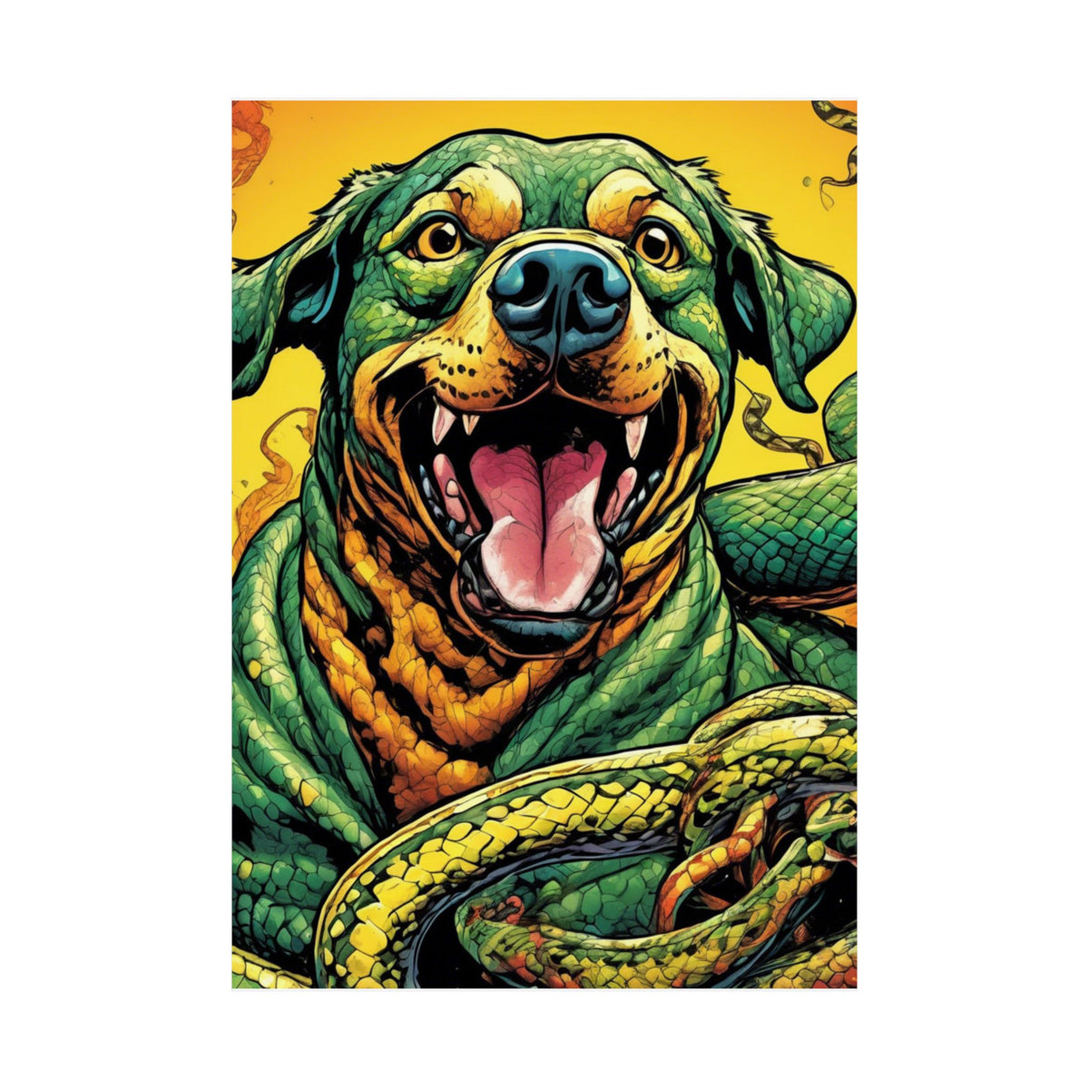 Surreal Serpent Hound Dark Fantasy Wall Art Poster