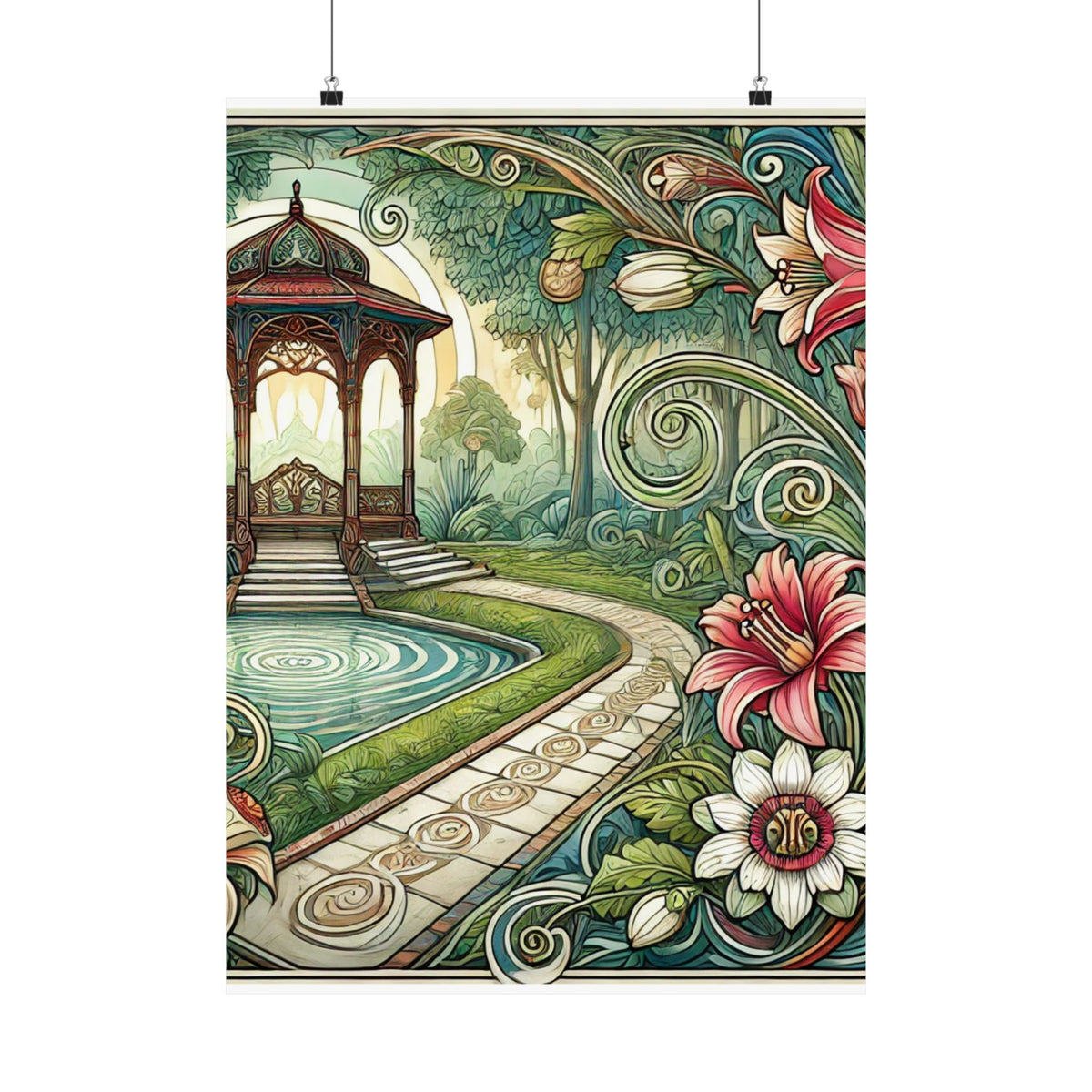 Botanical Gazebo Garden Art Nouveau Wall Art Poster