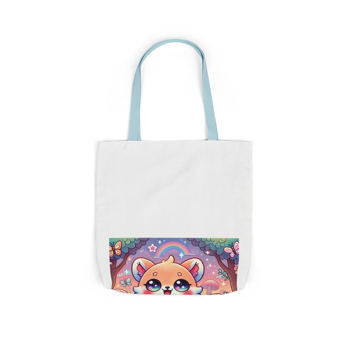 Pastel Woodland Fox Mushroom Kawaii Canvas Tote Bag