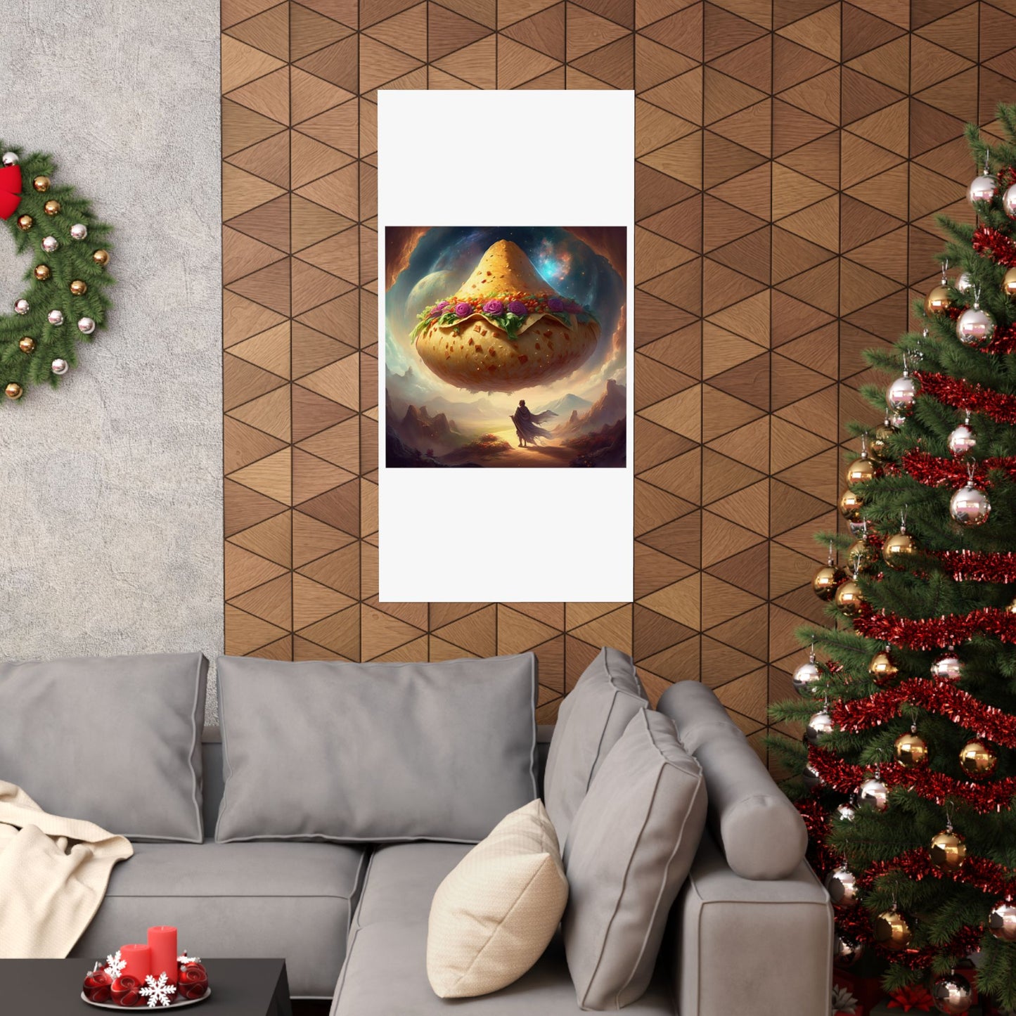 Cosmic Taco Planetoid Surreal Food Fantasy Art Poster