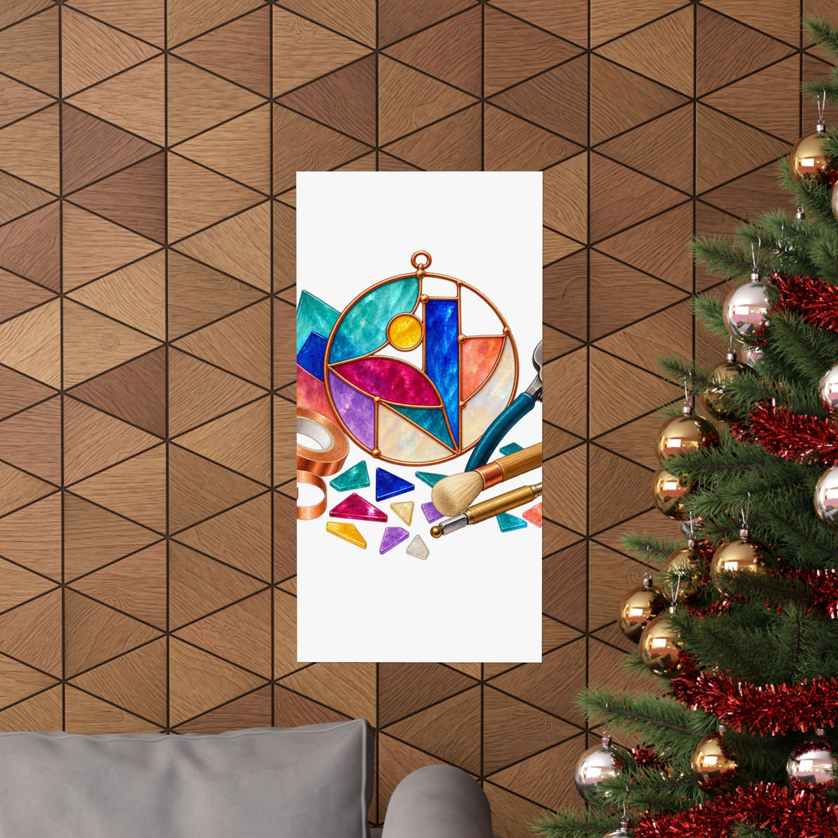 Abstract Stained Glass Suncatcher Workshop Poster