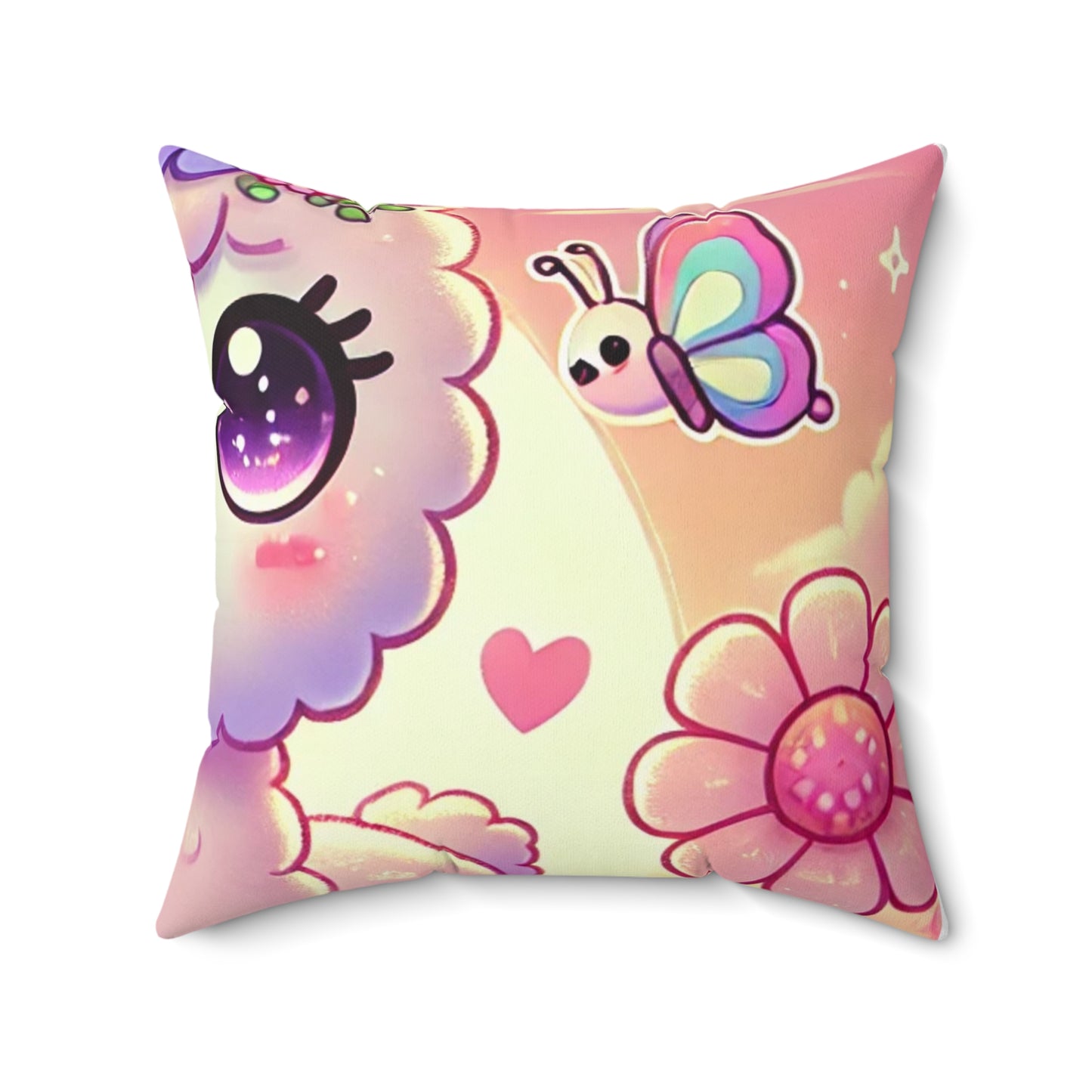 Pastel Floral Alpaca Garden Kawaii Decorative Pillow