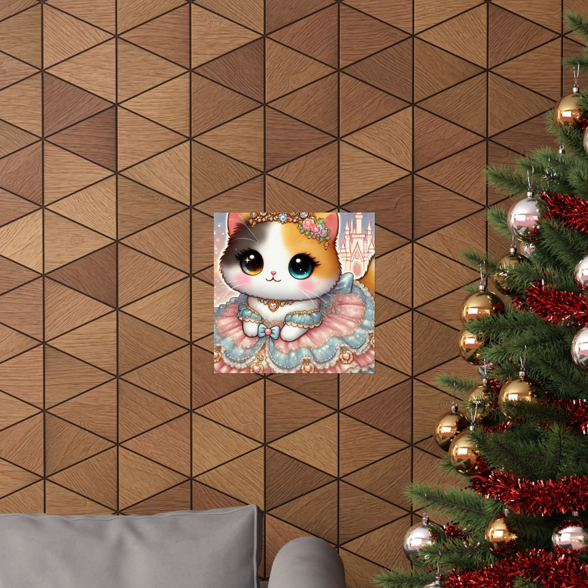 Pastel Princess Calico Cat Fantasy Wall Art Poster
