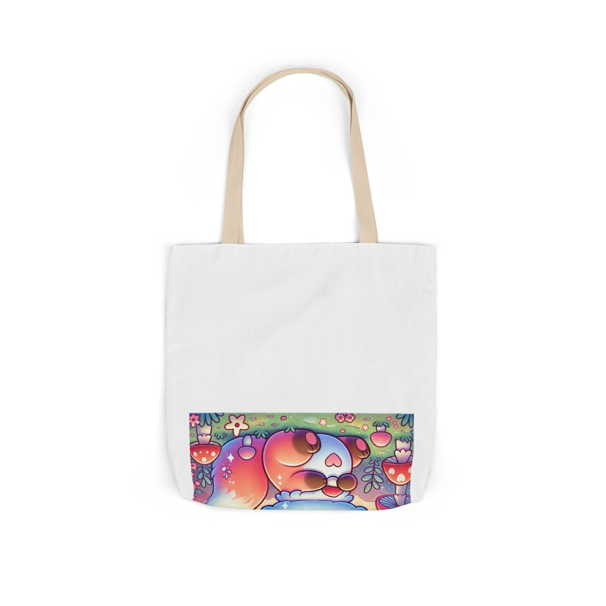 Pastel Woodland Fox Mushroom Kawaii Canvas Tote Bag
