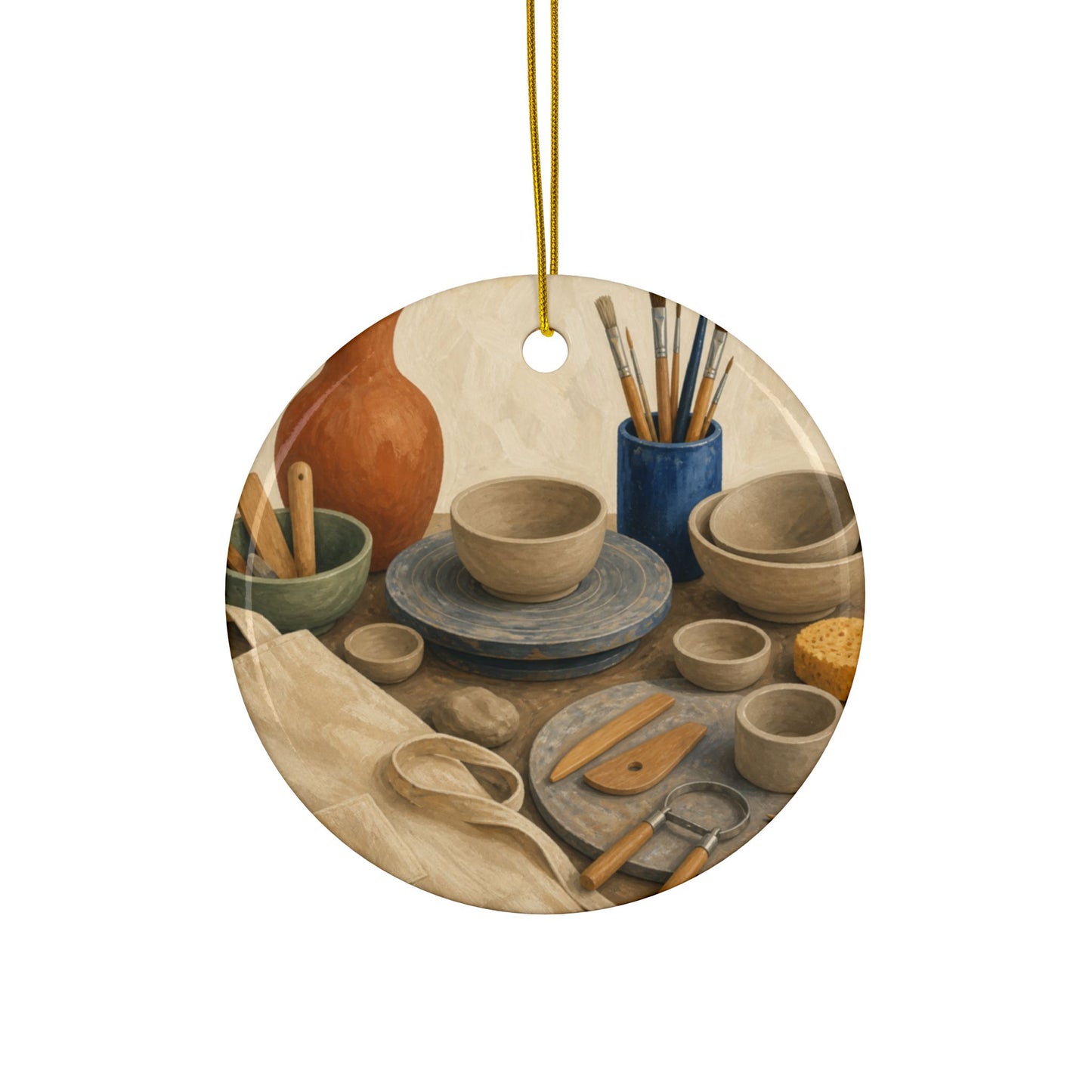 Colorful Pottery Studio Hobby Art Ceramic Ornament, Holiday Keepsake and Gift