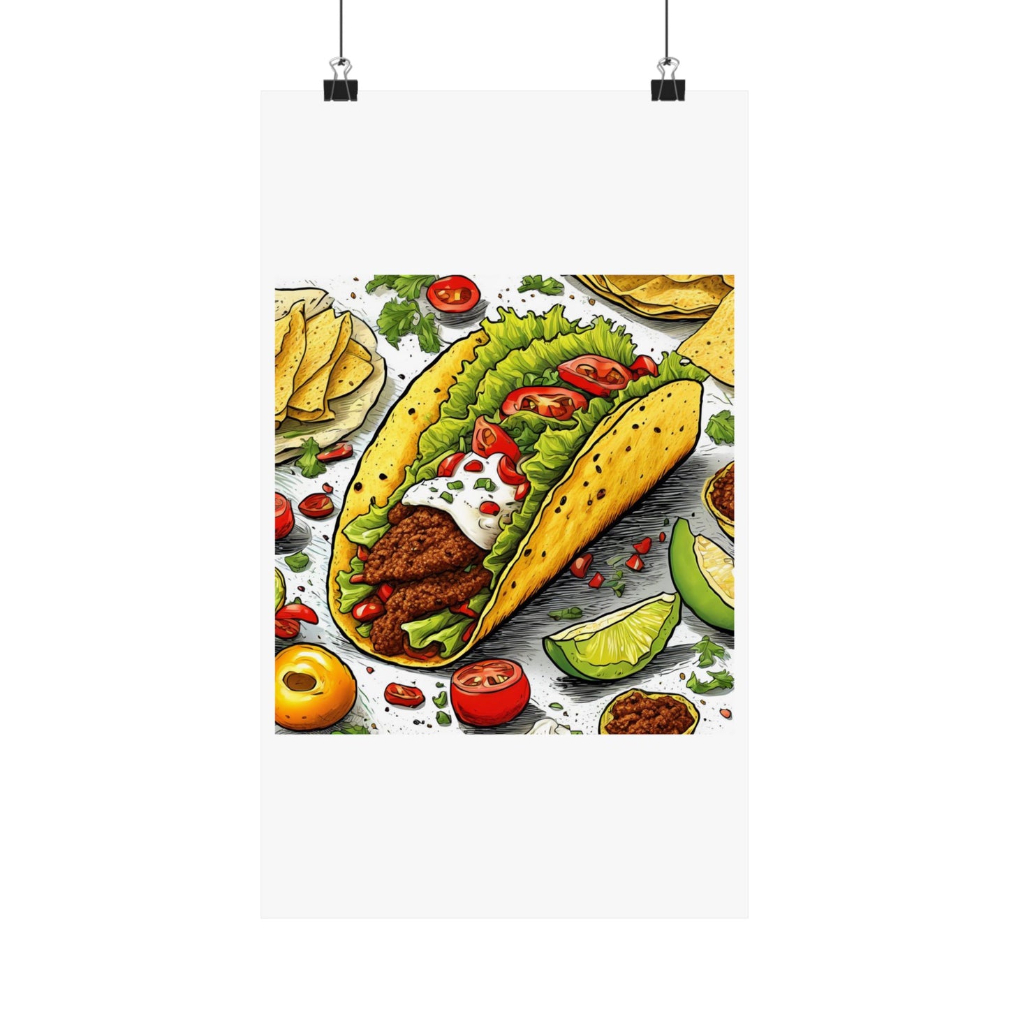 Bold Taco Illustration Foodie Gift Art Poster