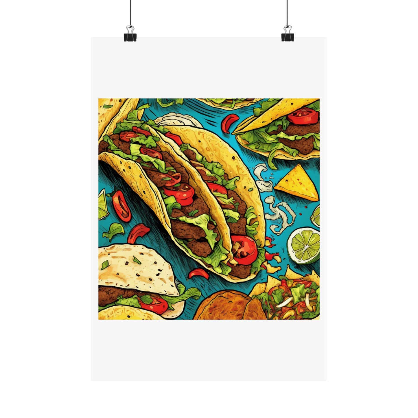 Taco Party Pattern Foodie Gift Art Poster