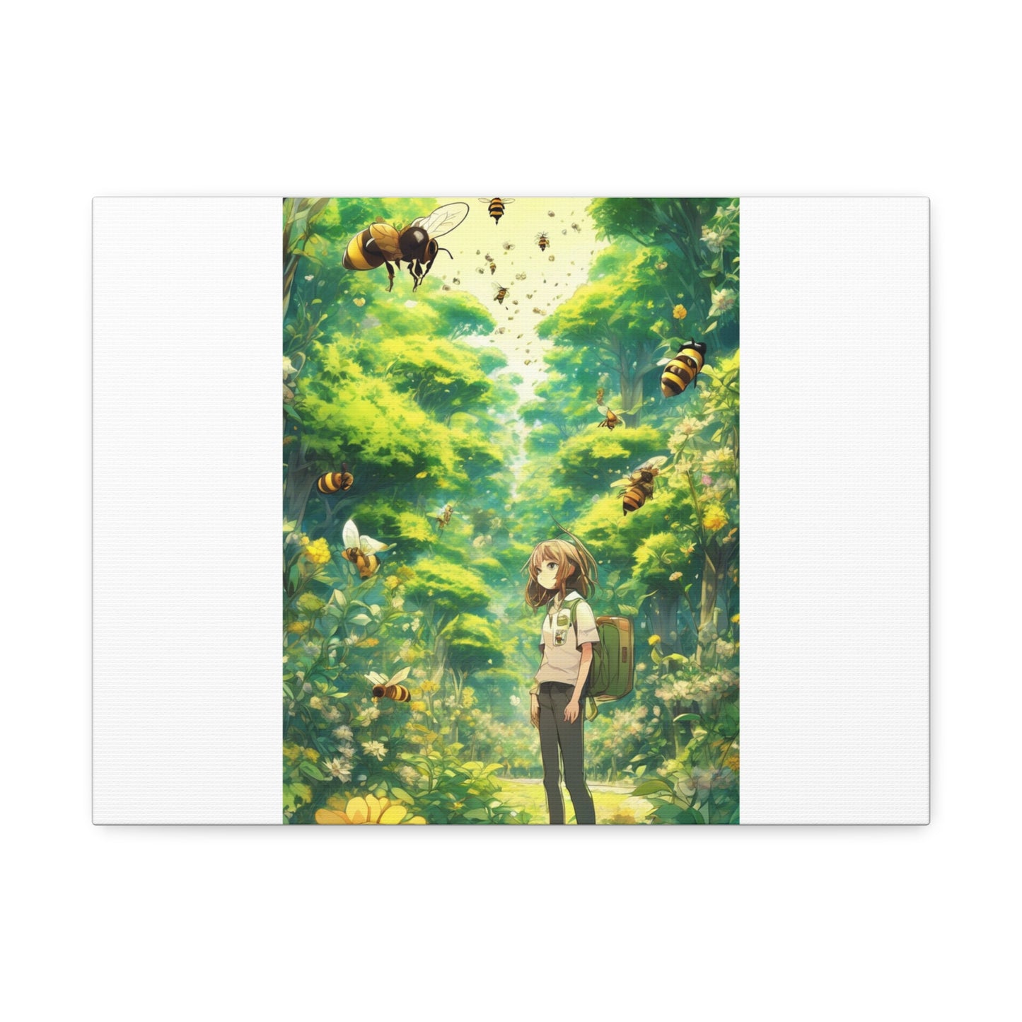 Bee Garden Explorer Anime Nature Art Canvas