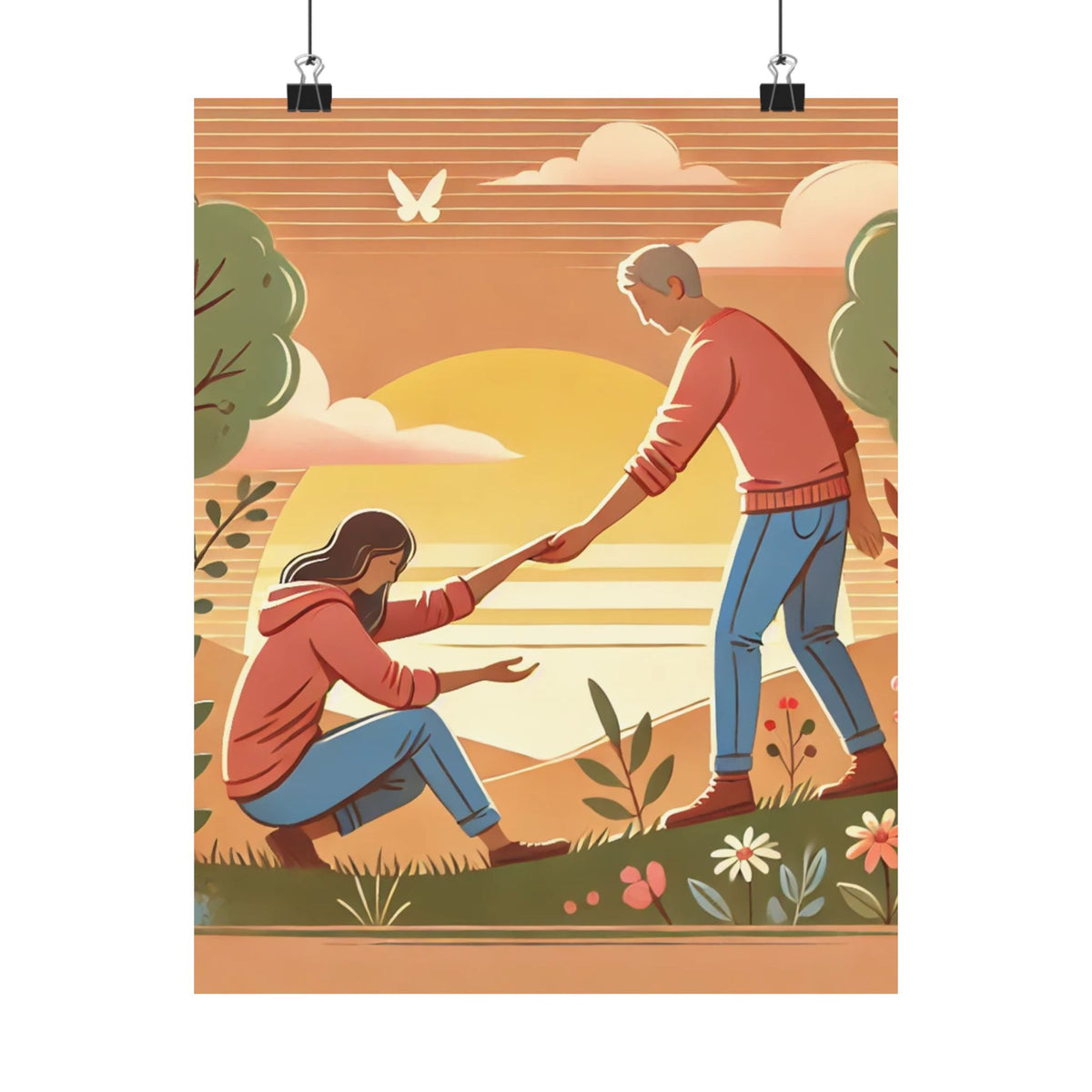 Helping Hands Sunset Garden Wall Art Poster