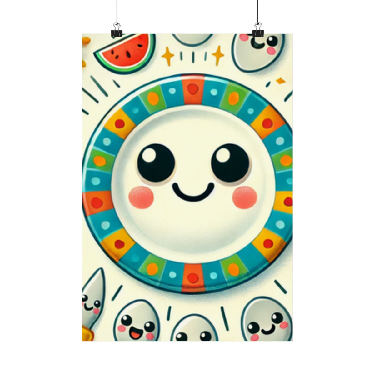 Happy Little Kitchen Club Kawaii Food Poster Kitchen Wall Art Decor