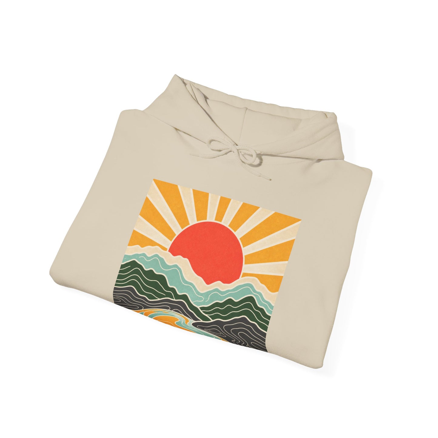 Topographic Sunrise Abstract Mountain Adventure Hoodie