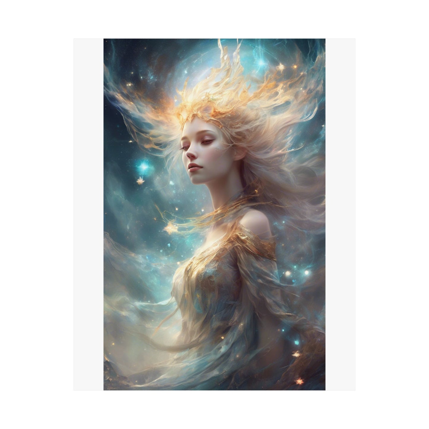 Solar Celestial Spirit Fantasy Portrait Poster