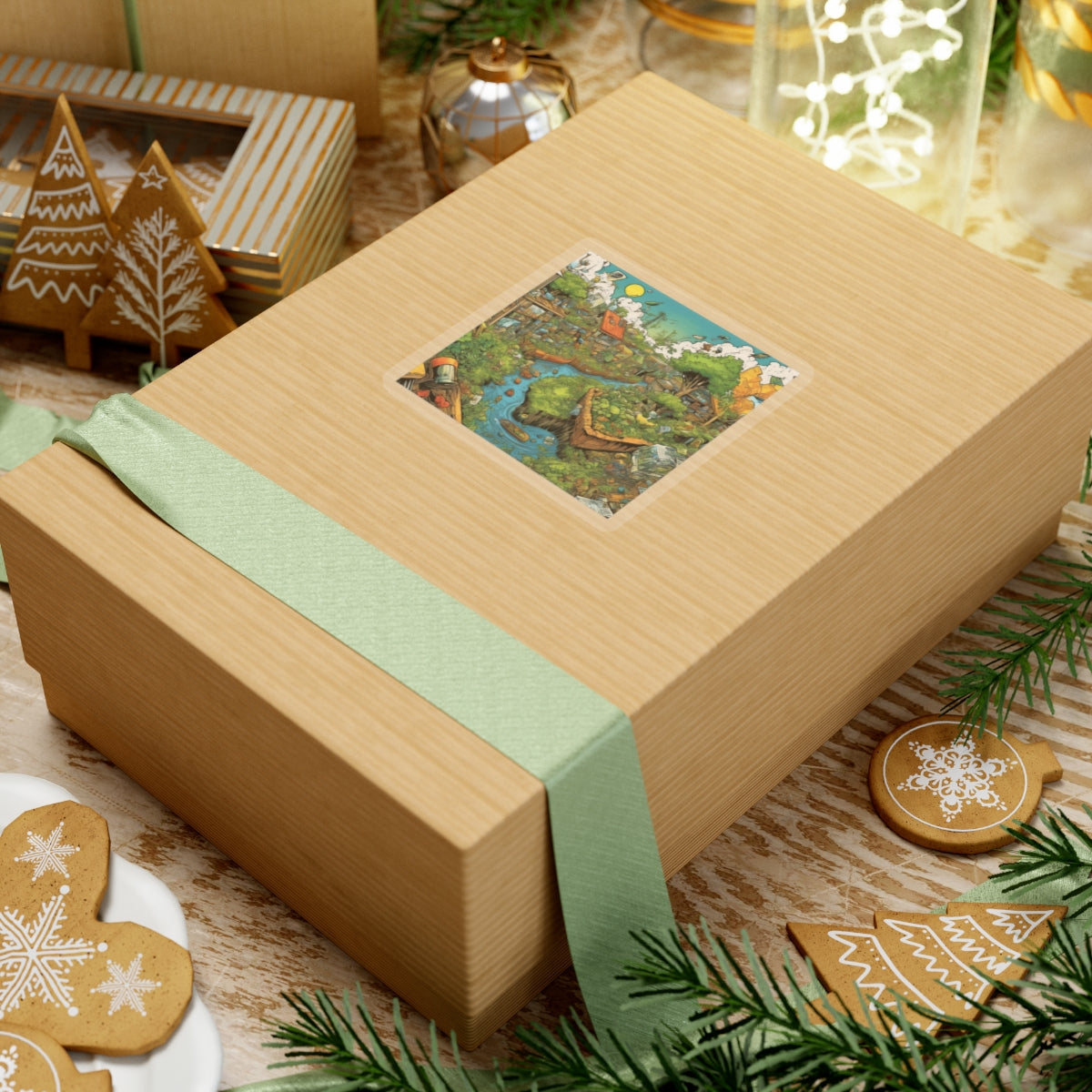 Whimsical Garden Stream Nature Gift Art Sticker