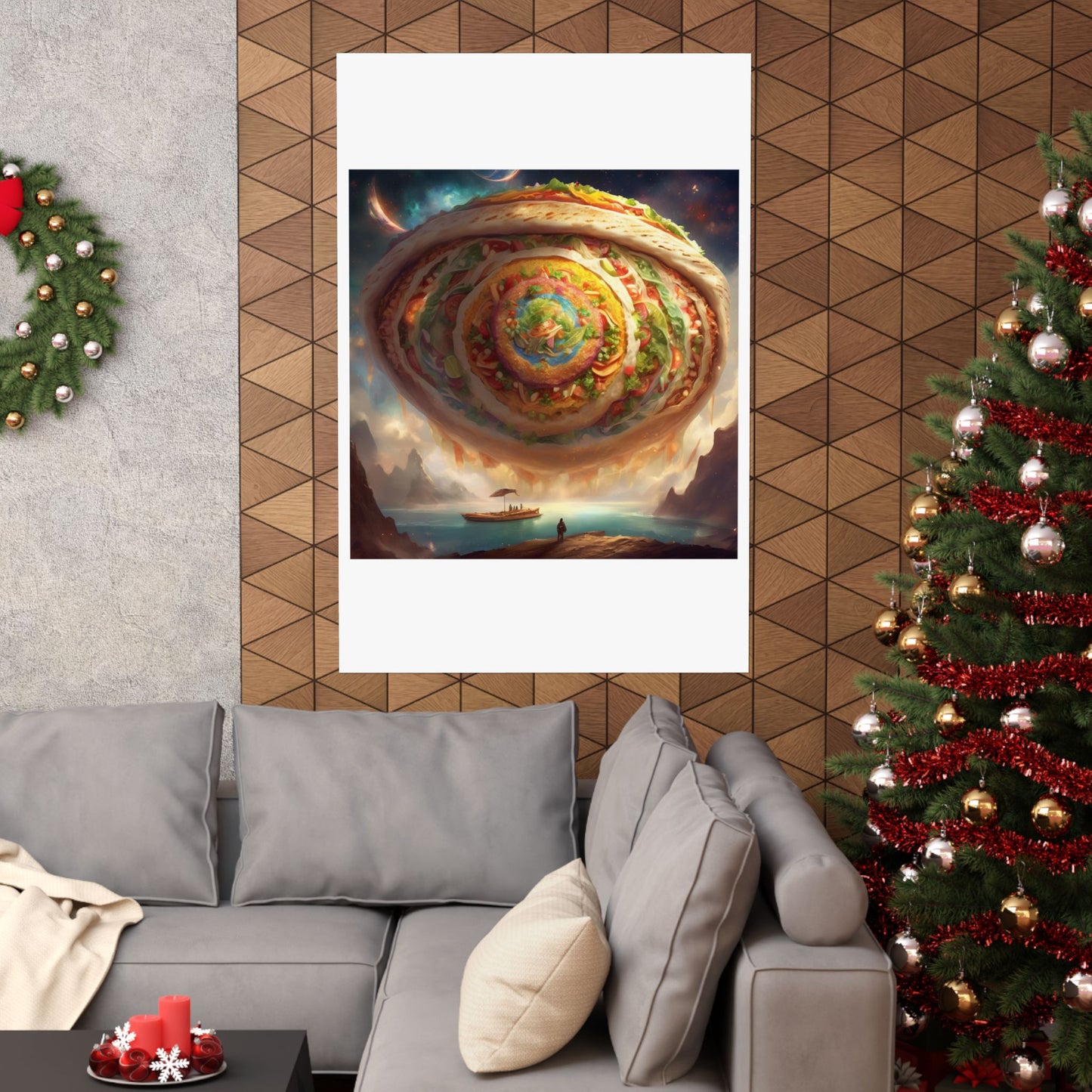 Cosmic Taco Portal Surreal Food Fantasy Art Poster