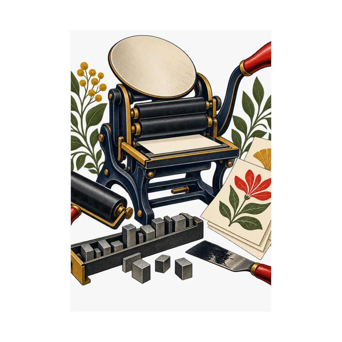 Botanical Letterpress Printshop Poster