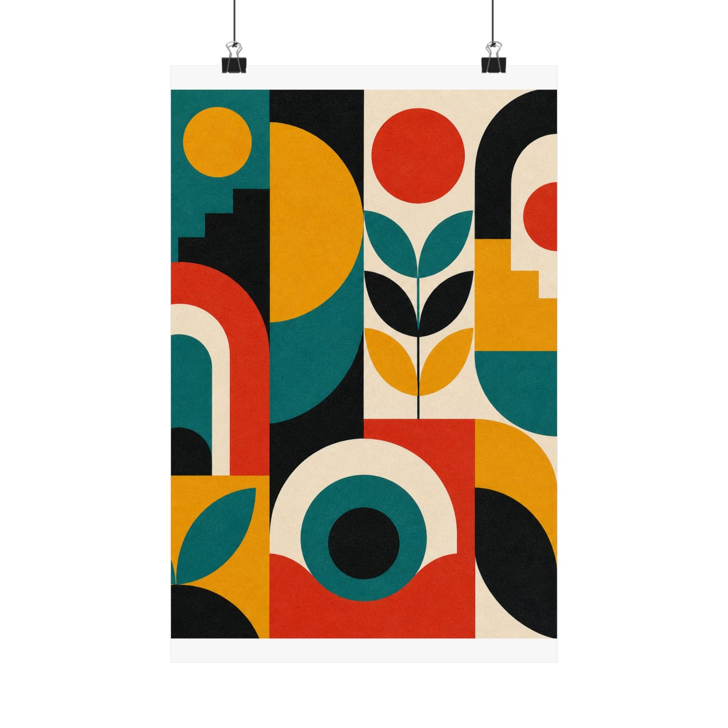 Mid Century Arches Botanical Geometric Abstract Poster