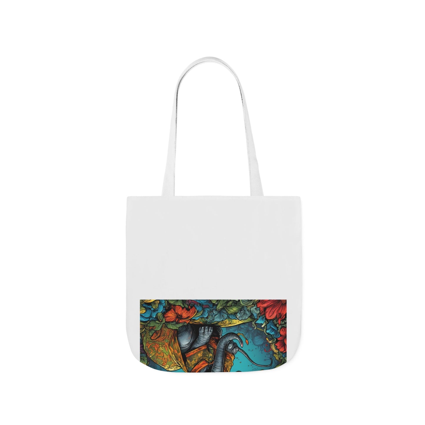 Colorful Storybook Elephant Floral Canvas Tote Bag