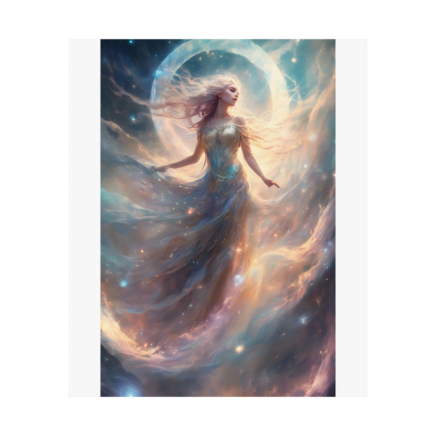 Moonlit Celestial Dancer Fantasy Portrait Poster