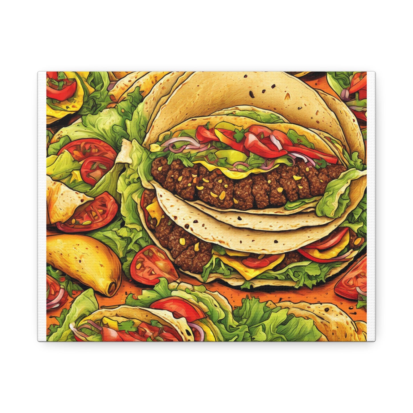 Stacked Taco Fiesta Foodie Gift Art Canvas