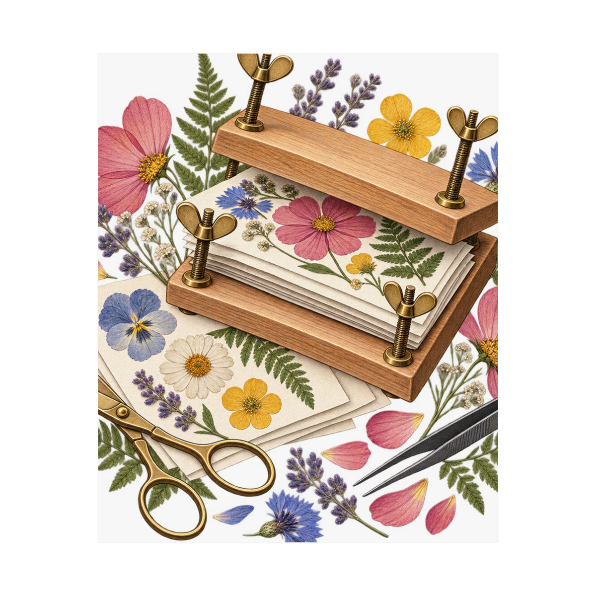 Botanical Flower Press Workshop Poster