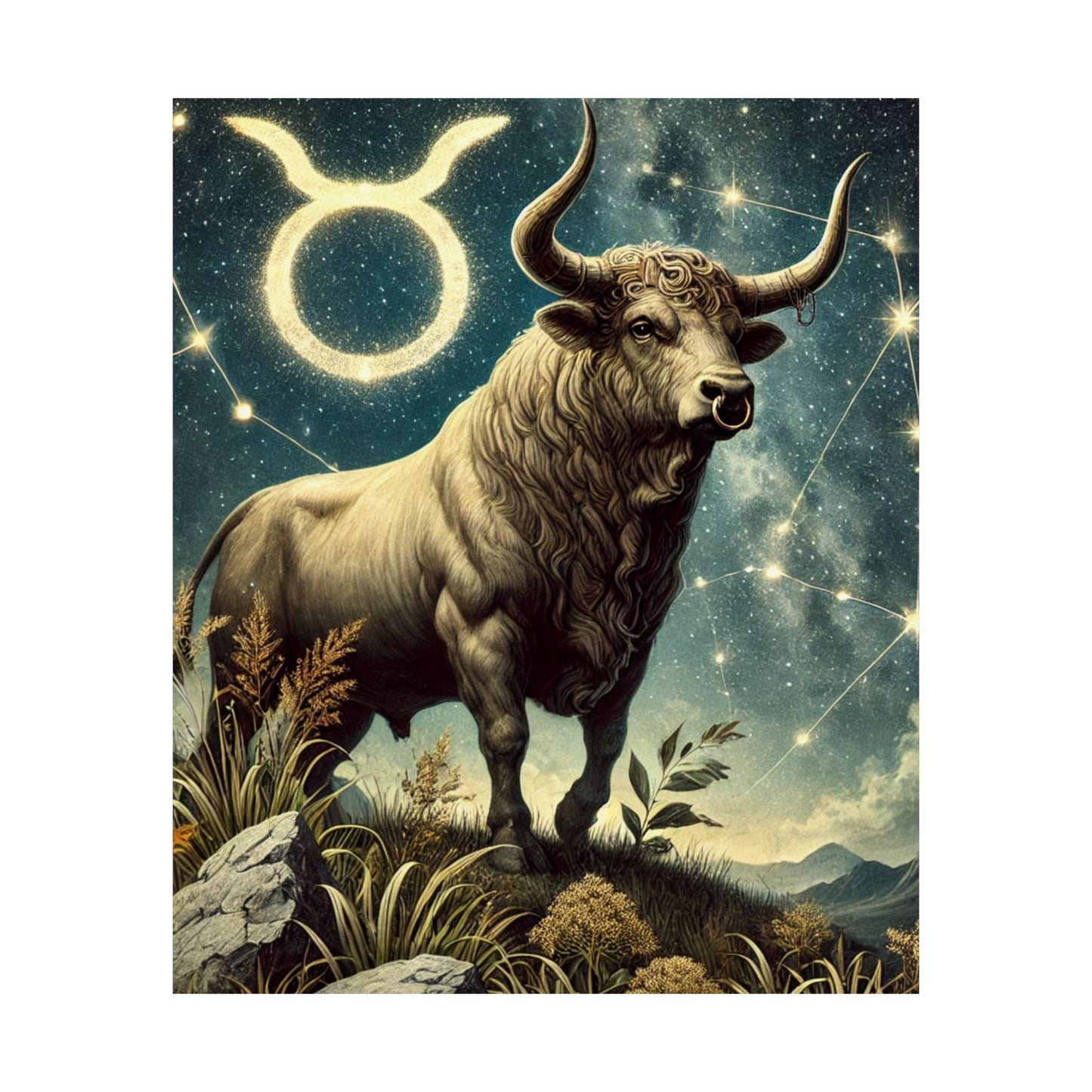 Taurus Bull Constellation Celestial Wall Art Poster