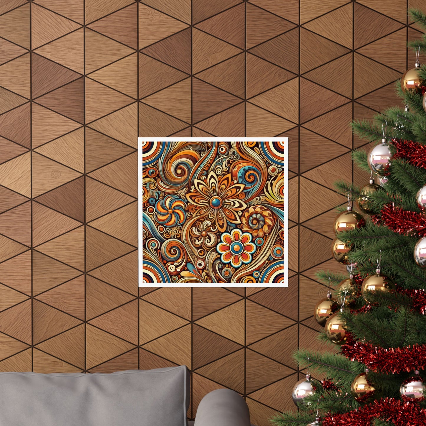 Ornate Abstract Floral Paisley Pattern Poster