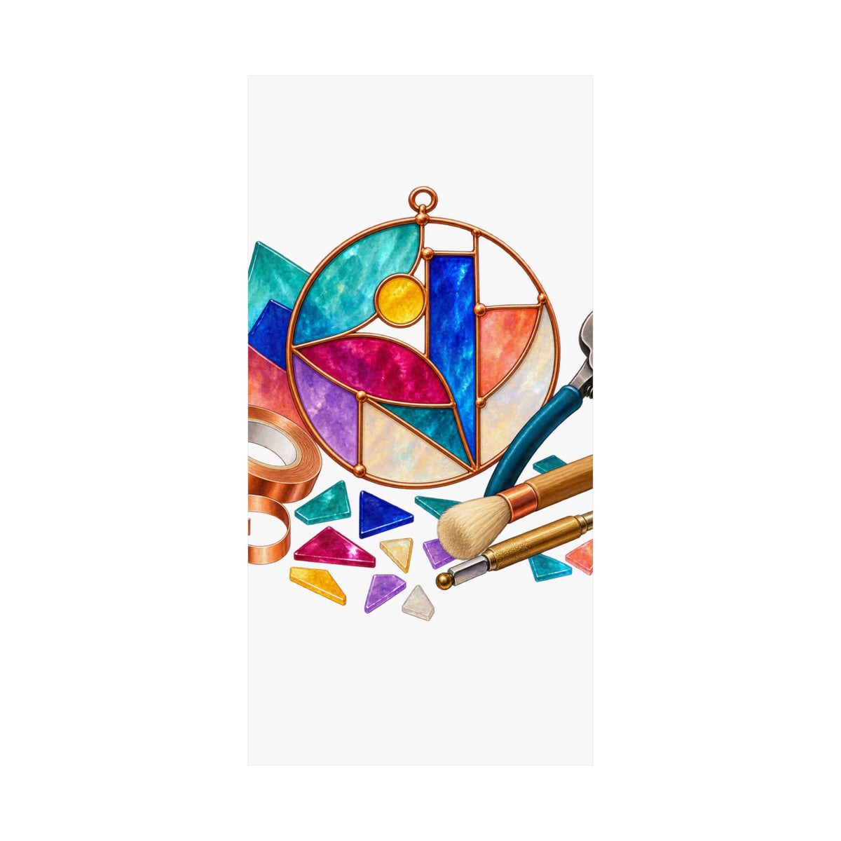 Abstract Stained Glass Suncatcher Workshop Poster