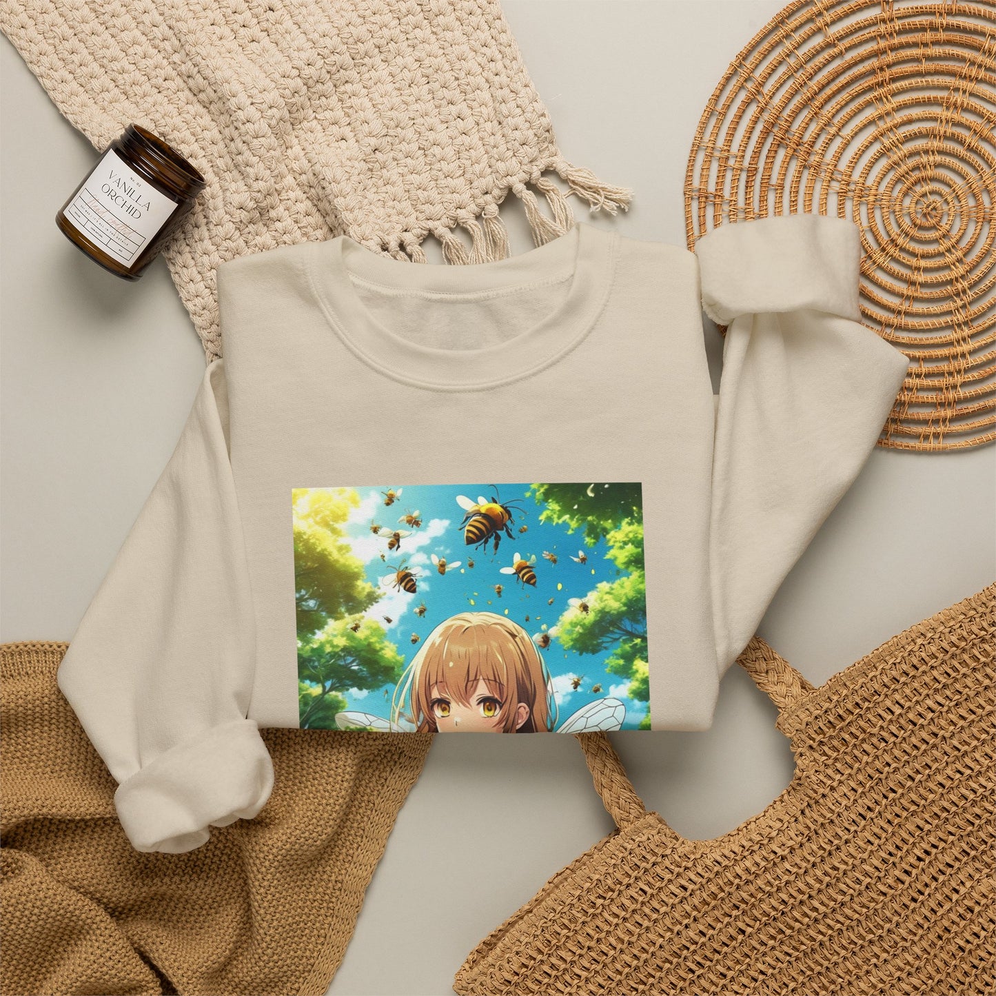 Bee Fairy Garden Anime Nature Art Sweatshirt