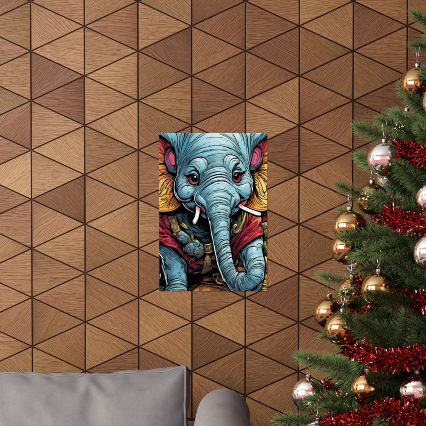 Colorful Elephant Garden Parade Wildlife Wall Art Poster