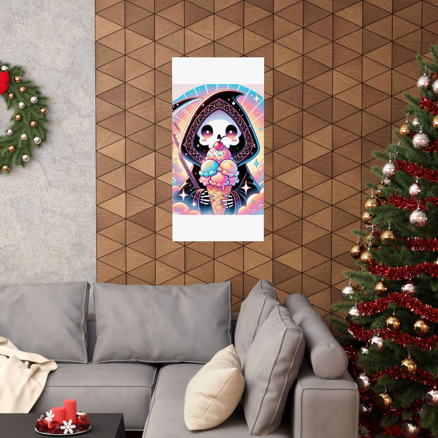 Cute Grim Reaper Ice Cream Pastel Novelty Poster