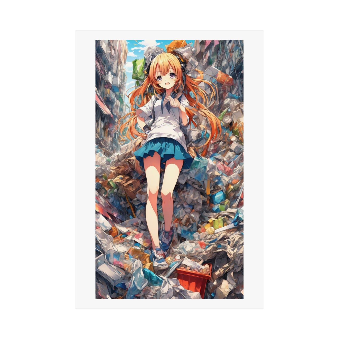 Recycling Rescue Anime Heroine Eco Street Art Poster