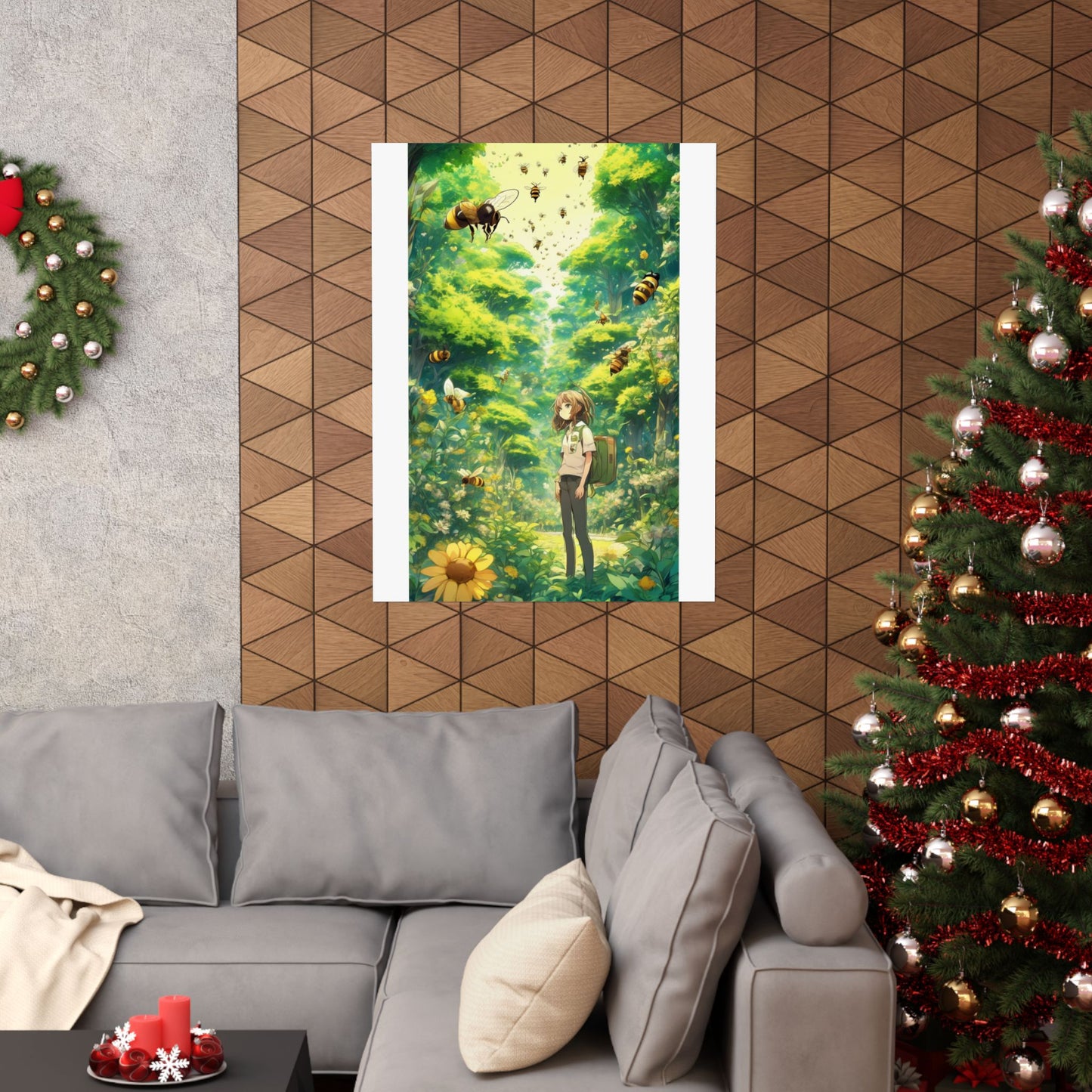 Bee Garden Explorer Anime Nature Art Poster