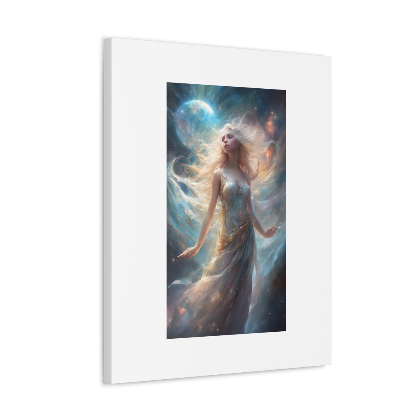 Moonlit Celestial Maiden Fantasy Portrait Canvas