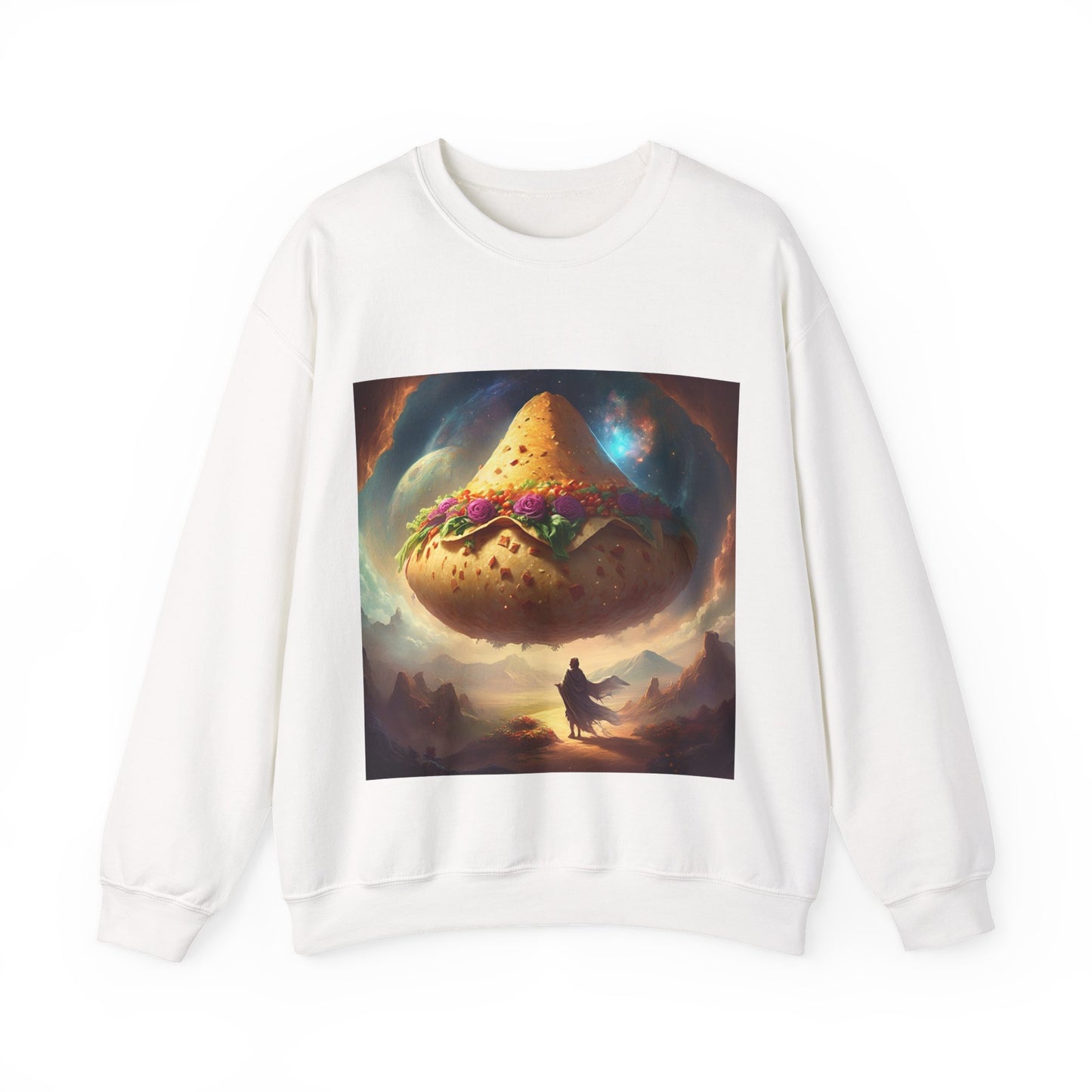 Cosmic Taco Planetoid Surreal Food Fantasy Art Sweatshirt