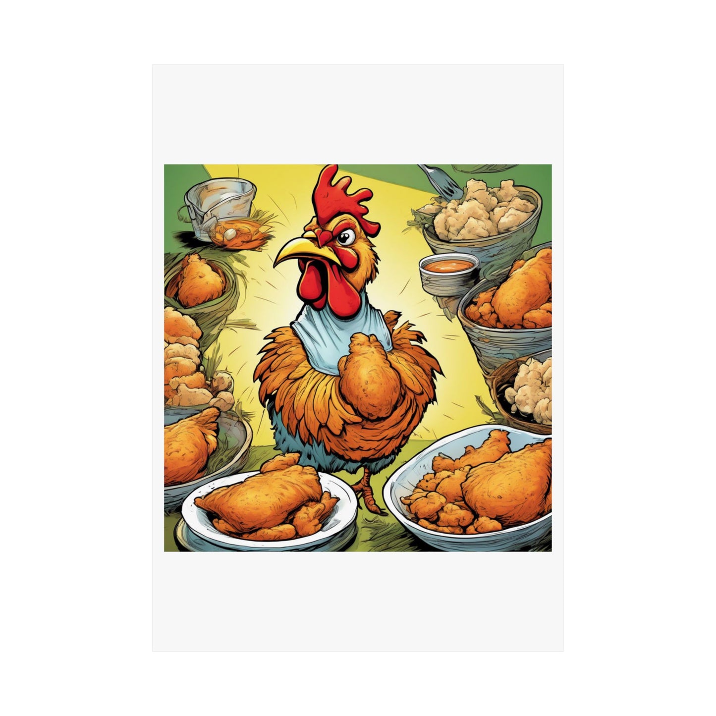 Funny Chicken Fried Food Comfort Food Art Poster