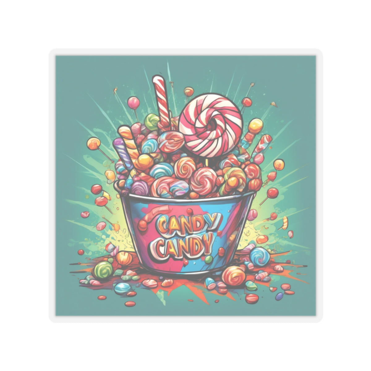 Holiday Candy Bucket Sweets Gift Art Sticker