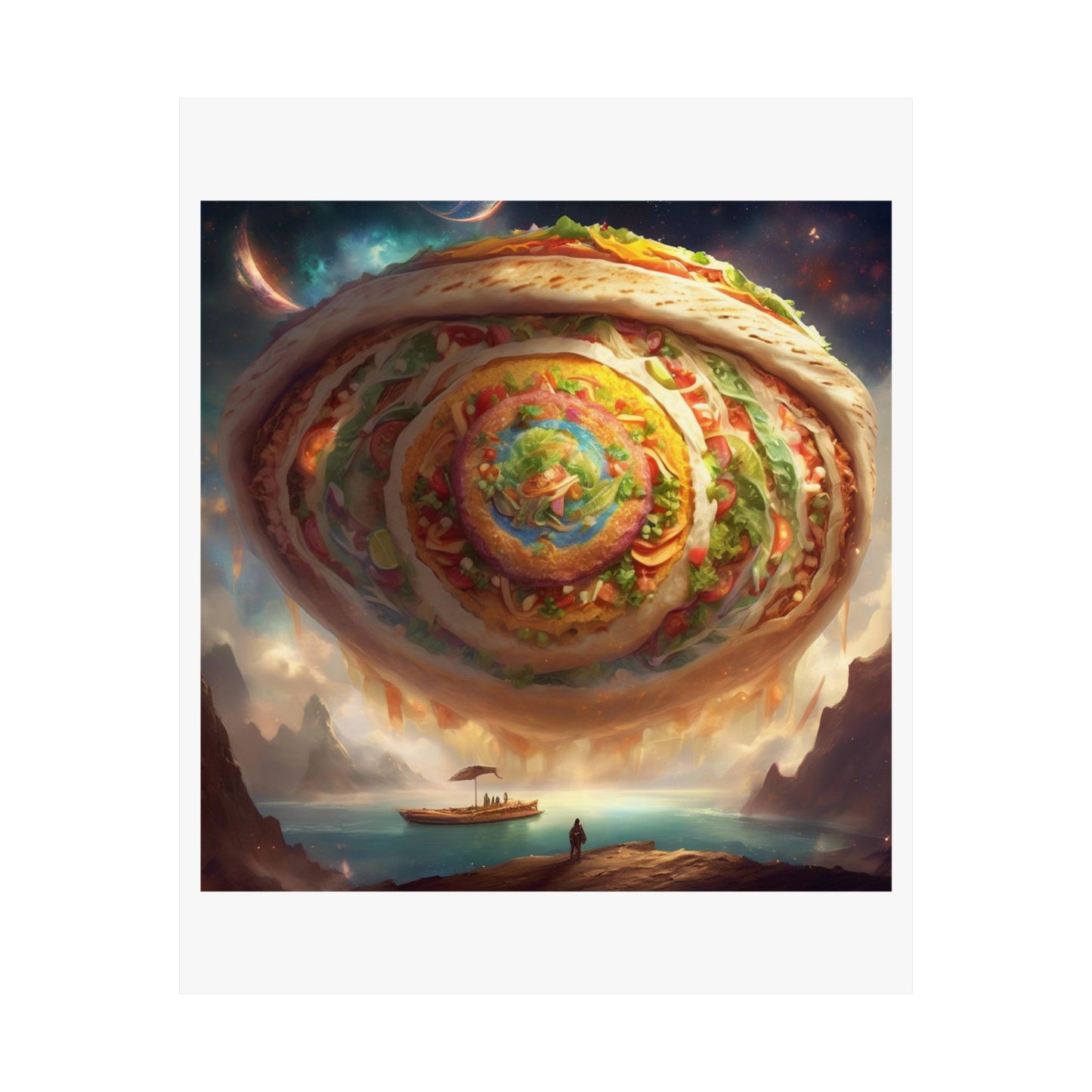 Cosmic Taco Portal Surreal Food Fantasy Art Poster