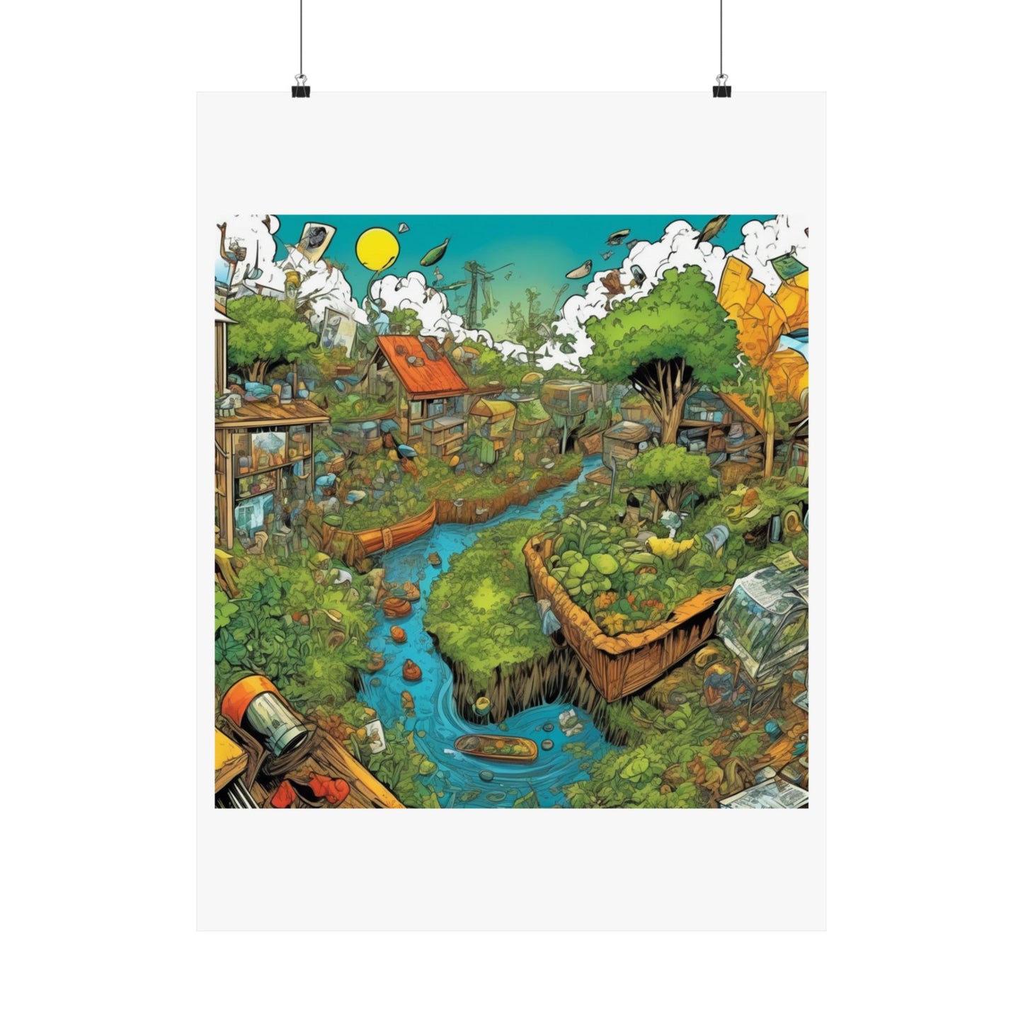 Whimsical Garden Stream Nature Gift Art Poster