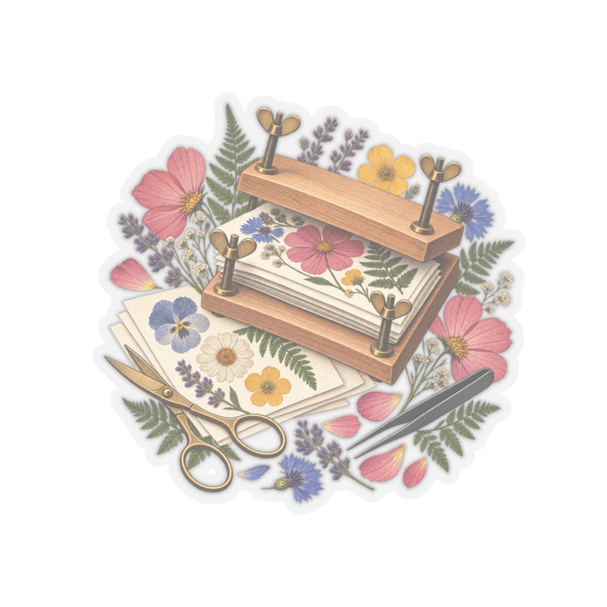Botanical Flower Press Workshop Sticker