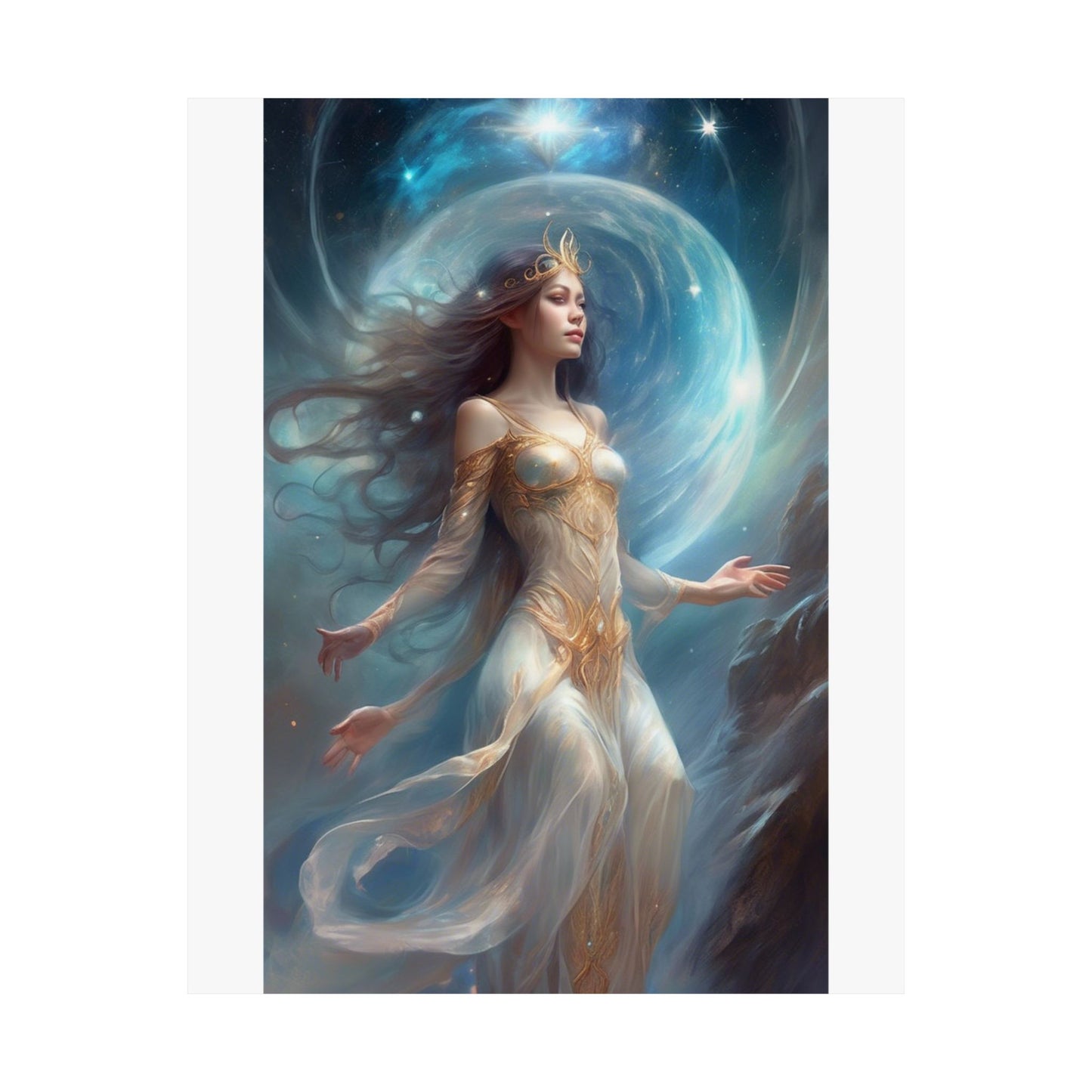 Lunar Celestial Queen Fantasy Portrait Poster