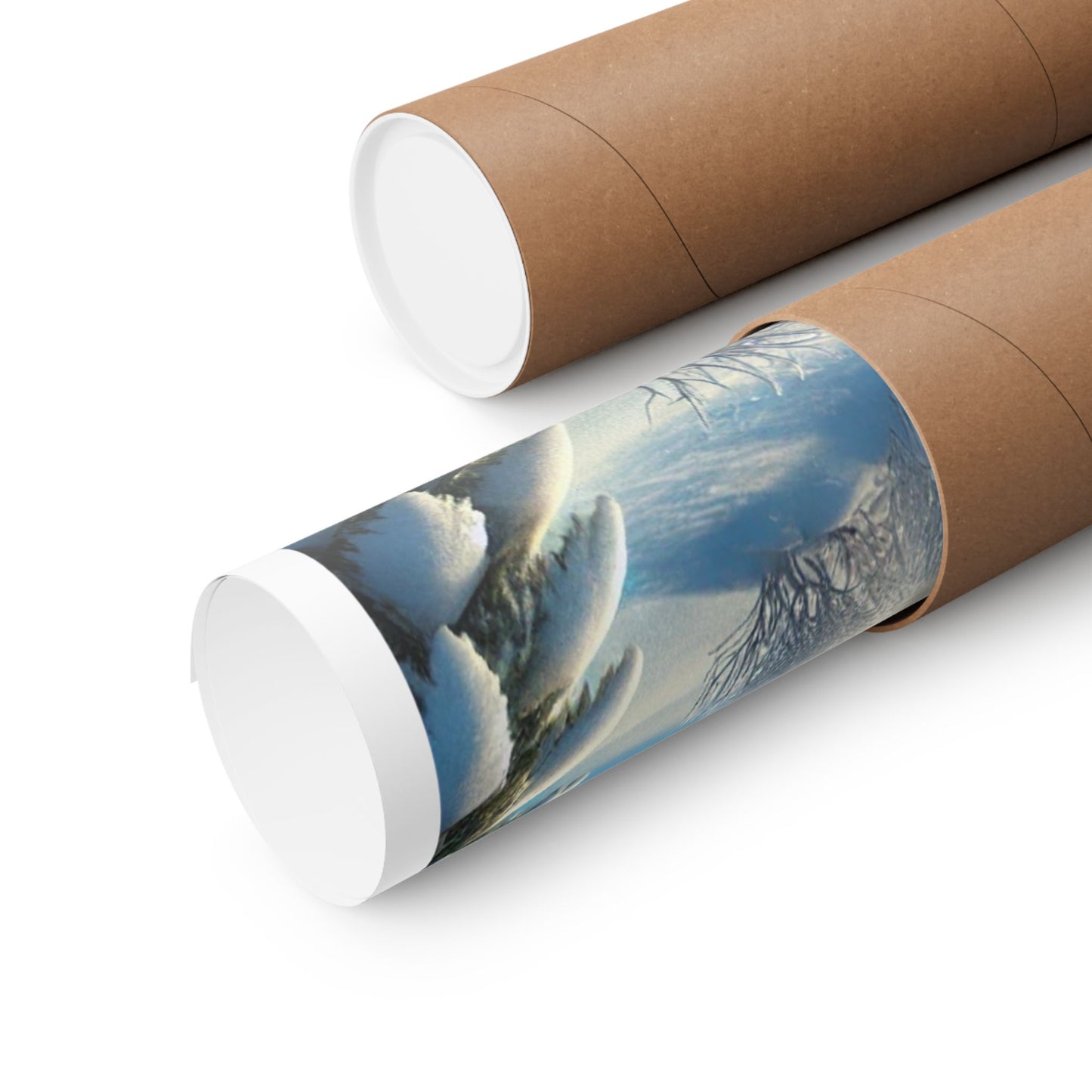 Snowy Cabin Winter Lake Landscape Art Poster