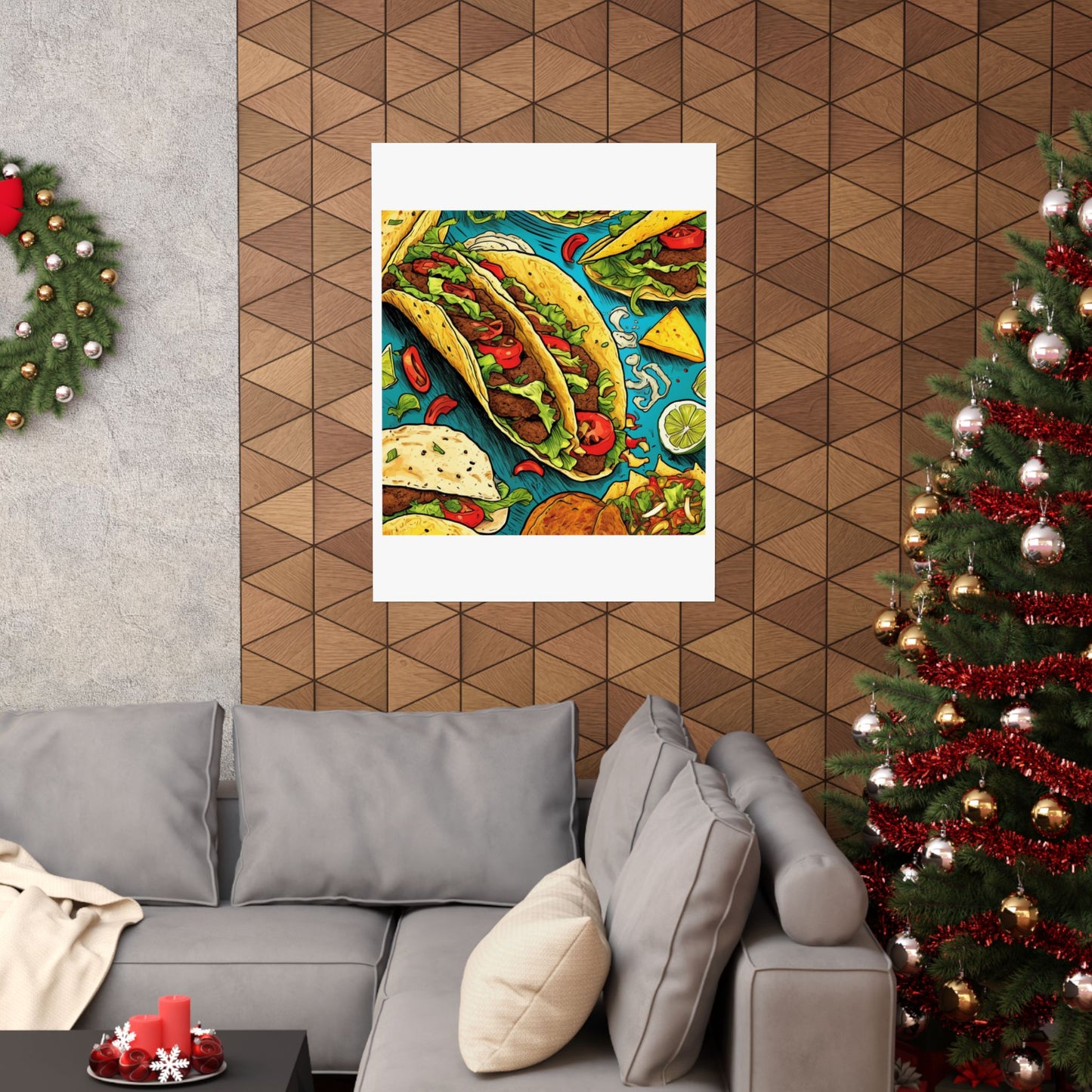 Taco Party Pattern Foodie Gift Art Poster