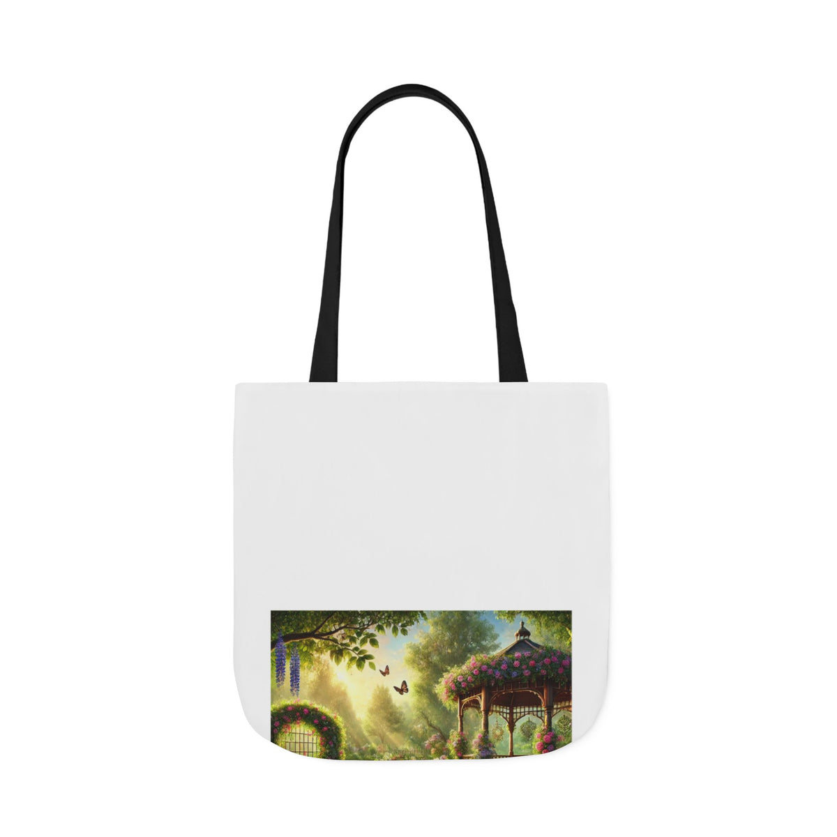 Sunlit Rose Gazebo Cottage Garden Canvas Tote Bag