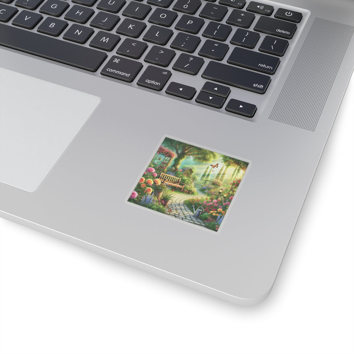 Sunlit Spring Flower Garden Bench Sticker