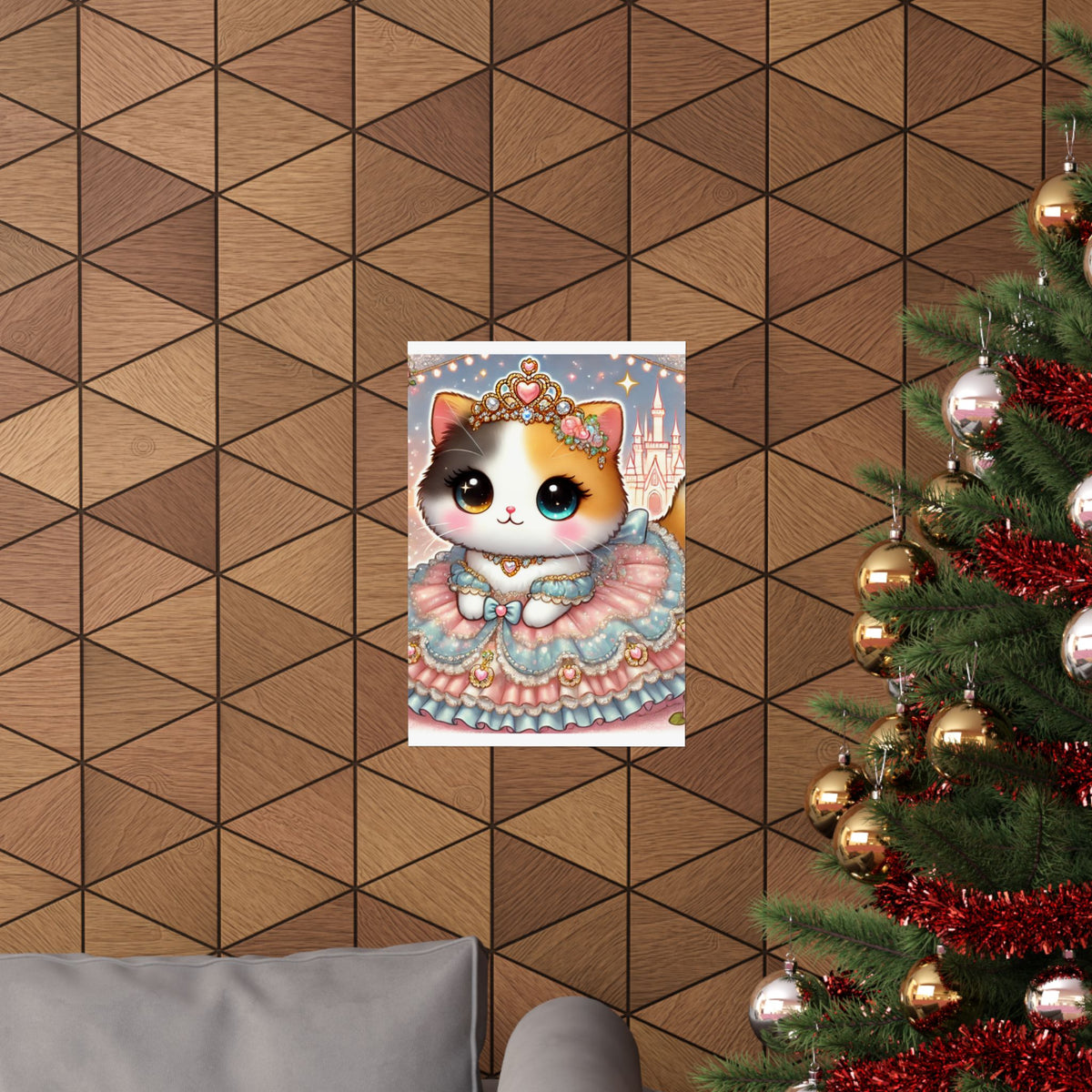 Pastel Princess Calico Cat Fantasy Wall Art Poster